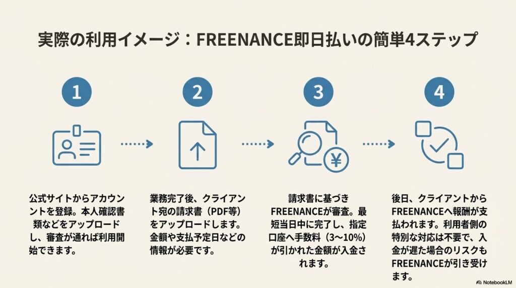 フリーランスの報酬安定に！報酬前払いサービス利用の流れ（FREENANCEを例に解説）