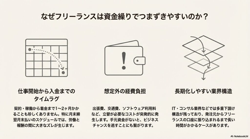 フリーランスが報酬安定・資金繰りでつまづきやすい３つの理由