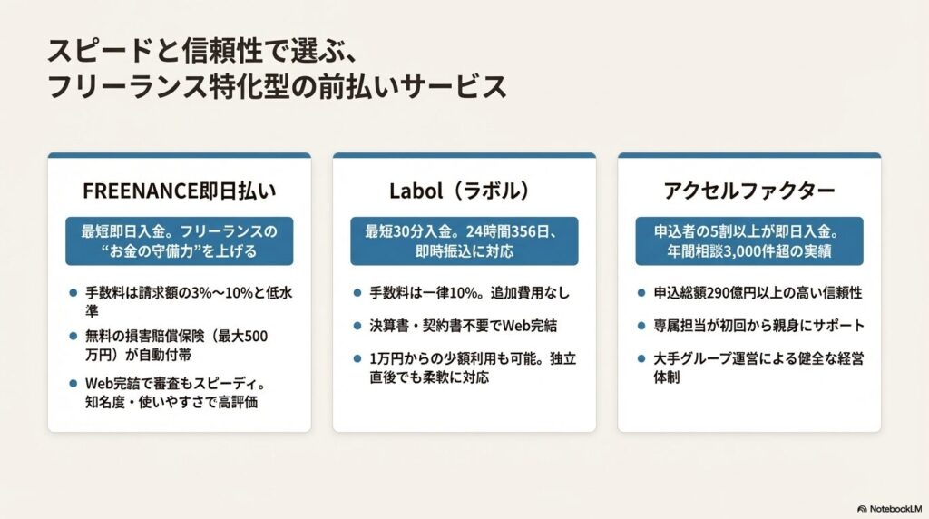 フリーランスの報酬安定に！報酬前払いサービスおすすめ５選
