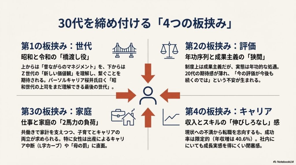 30代が感じる「4つの板挟み」とその心理的影響