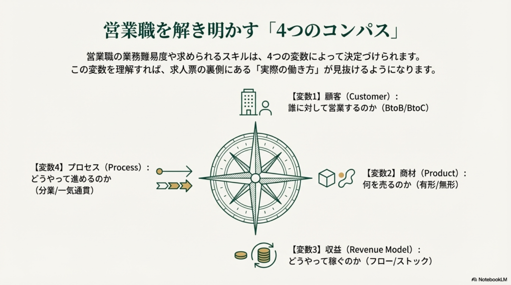 営業職の内容・難易度を決める4つの要素